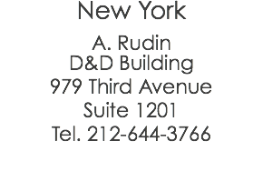 New York A. Rudin D&D Building 979 Third Avenue Suite 1201 Tel. 212-644-3766 